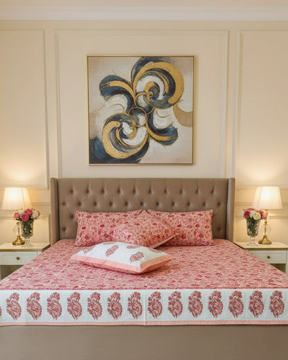 Anvita pink floral pure cotton bedsheet – front view
