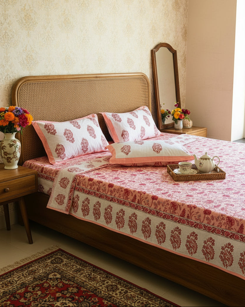 Anvita - Everyday Cotton Bedsheet | Pink