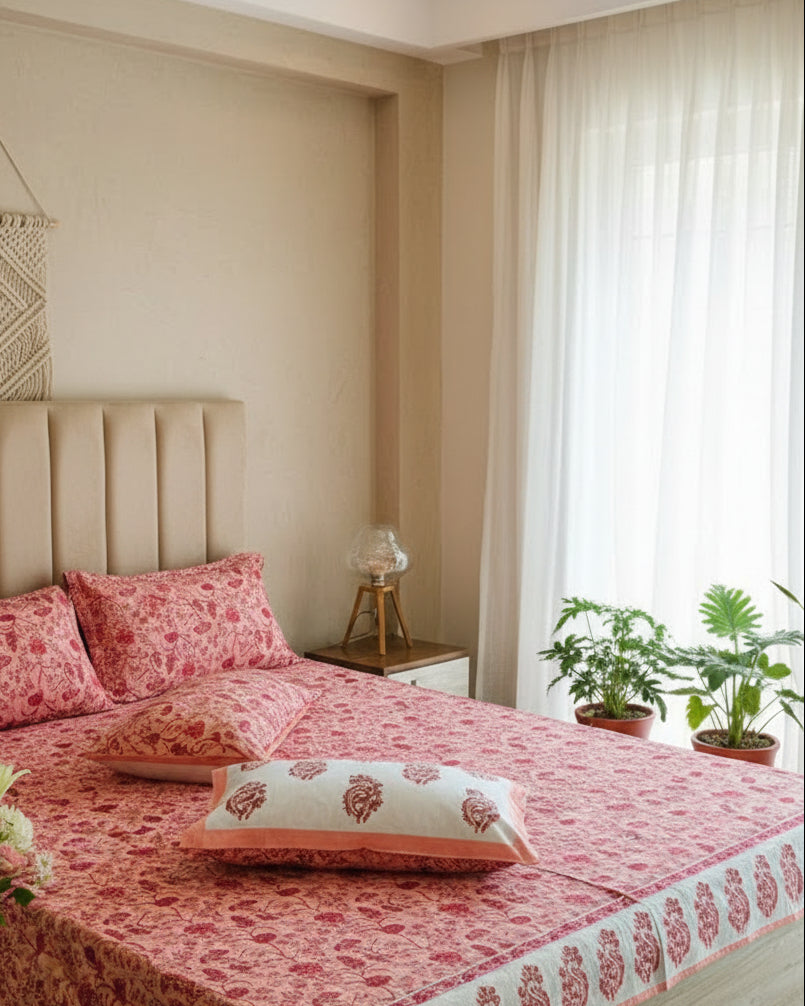 Anvita - Everyday Cotton Bedsheet | Pink