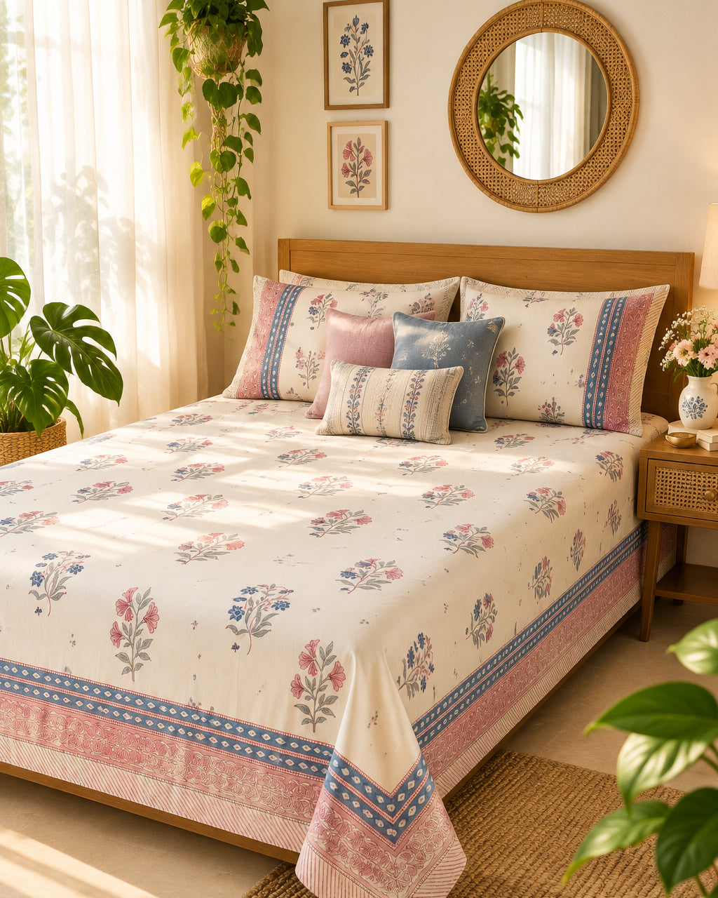 Aparajita - Percale Cotton Bedsheet | Hand Block
