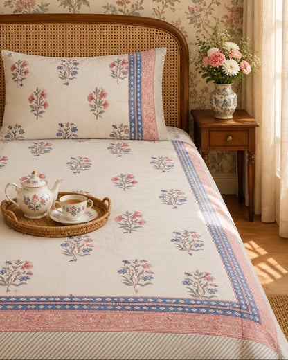 Aparajita - Percale Cotton Bedsheet | Hand Block