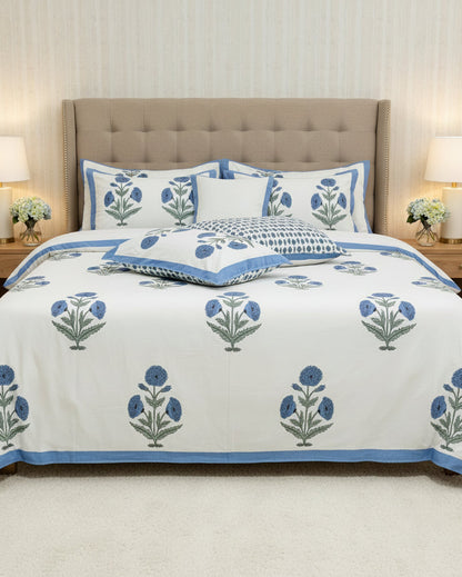 Arunima blue Everyday Cotton bedsheet – styled view