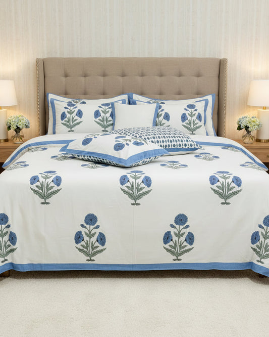 Arunima blue Everyday Cotton bedsheet – styled view