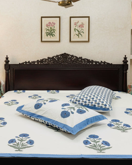 Arunima blue Everyday Cotton bedsheet – front view