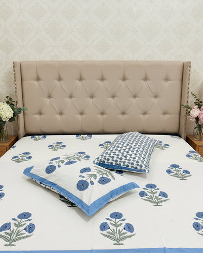 Arunima blue Everyday Cotton bedsheet – pillow detail
