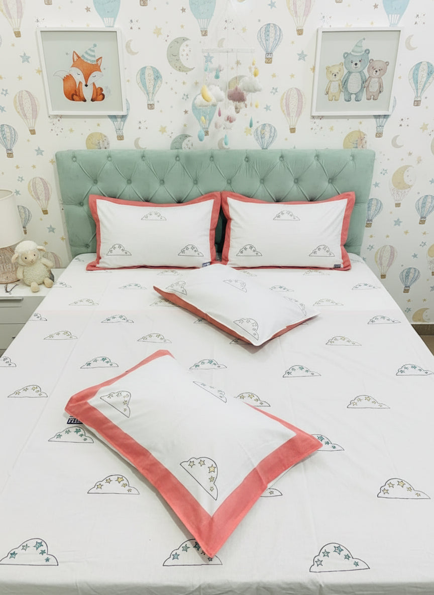 Baadal - The Cloud Bedsheet | Hand Block | Soft Fine Cotton