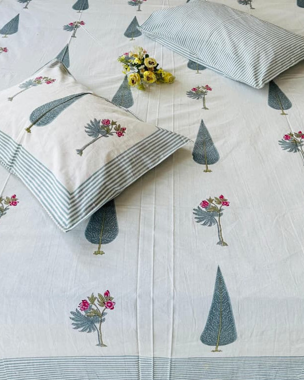 Bagh - Percale Cotton Bedsheet | Blue