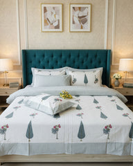 Bagh - Percale Cotton Bedsheet | Blue