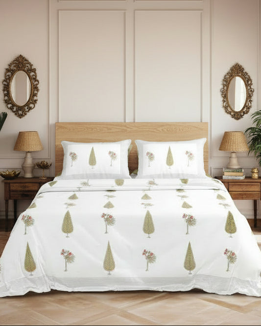 Bagh - Percale Cotton Bedsheet | Brown