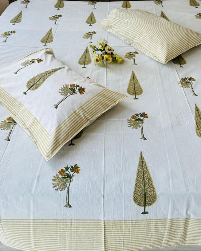 Bagh - Percale Cotton Bedsheet | Yellow