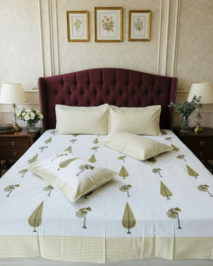 Bagh yellow Percale Cotton bedsheet – front view