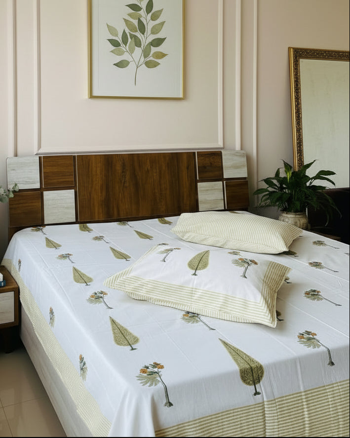Bagh - Percale Cotton Bedsheet | Yellow