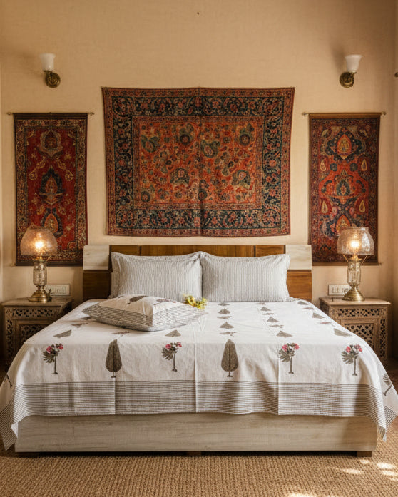 Bagh - Percale Cotton Bedsheet | Brown