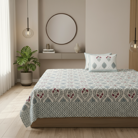 Bahaar - The Spring Bedsheet | Everyday Cotton | Blue