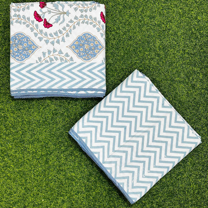 Bahaar blue reversible mulmul cotton dohar – product view