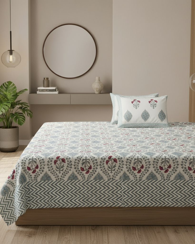 Bahaar - Everyday Cotton Bedsheet | Blue