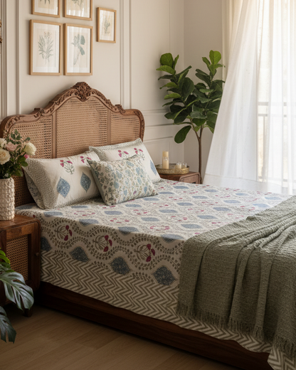Bahaar green Everyday Cotton bedsheet – front view