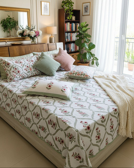 Bougainvillea - Everyday Cotton Bedsheet | Red