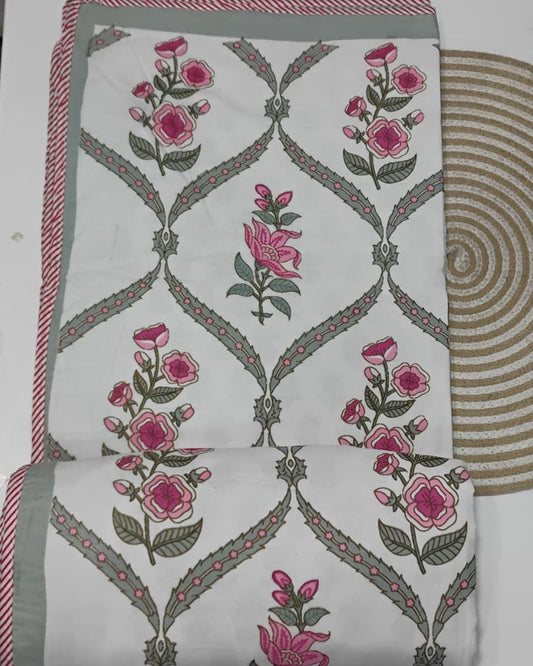 Bougainvillea - Reversible Cotton Mulmul Dohar | Pink