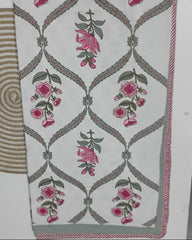 Bougainvillea - Reversible Cotton Mulmul Dohar | Pink