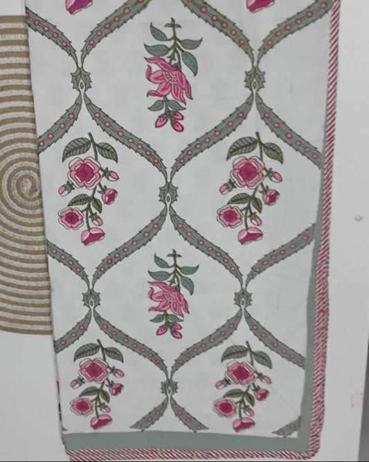 Bougainvillea - Reversible Cotton Mulmul Dohar | Pink