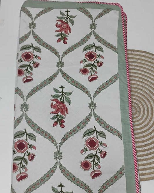 Bougainvillea - Reversible Cotton Mulmul Dohar | Red