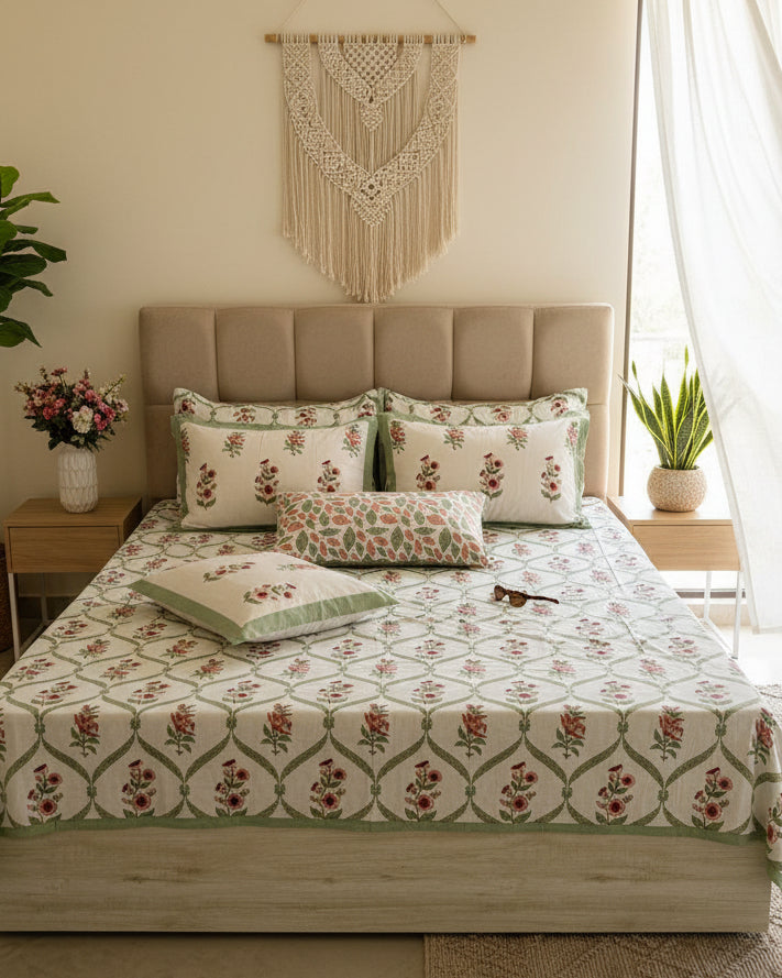 Bougainvillea - Everyday Cotton Bedsheet | Red