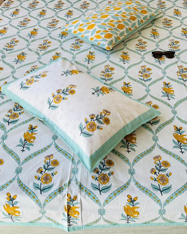 Bougainvillea - Everyday Cotton Bedsheet | Yellow