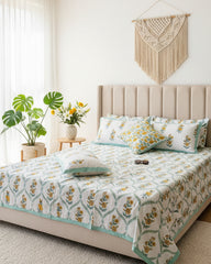 Bougainvillea - Everyday Cotton Bedsheet | Yellow