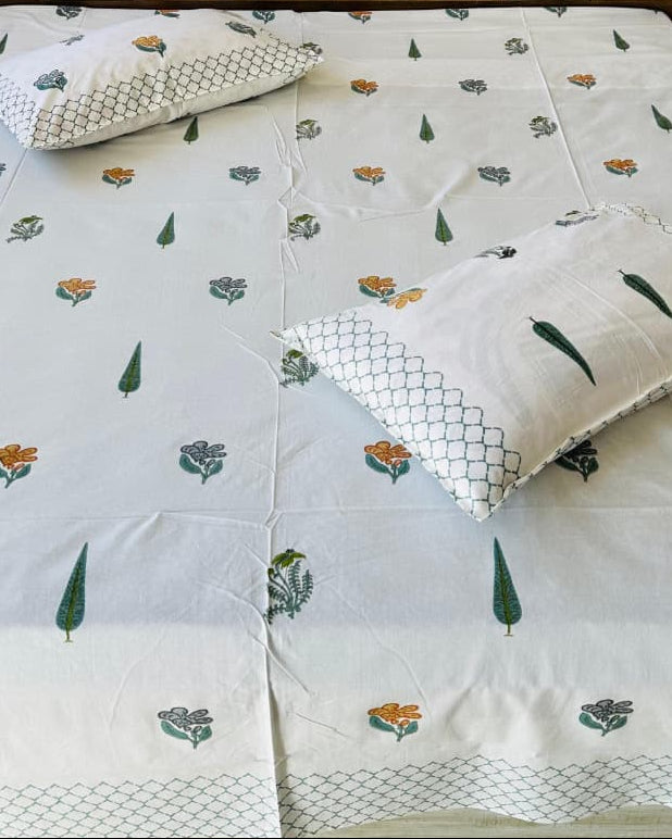 Champa Soft Fine Cotton Bedsheet | Green