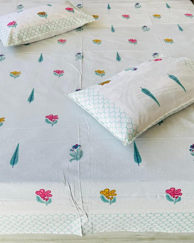 Champa Soft Fine Cotton Bedsheet | Blue
