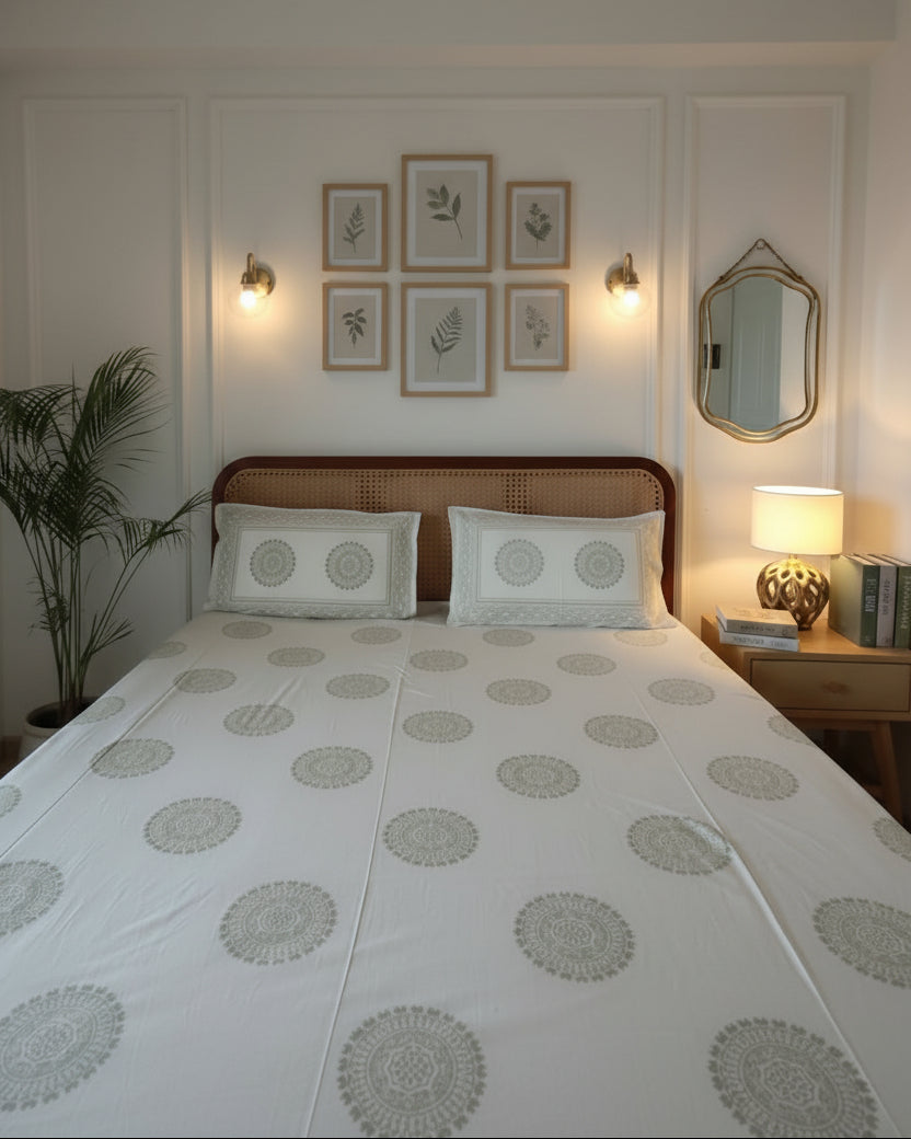 Chandrika: Soft Fine Cotton Bedsheet | Grey
