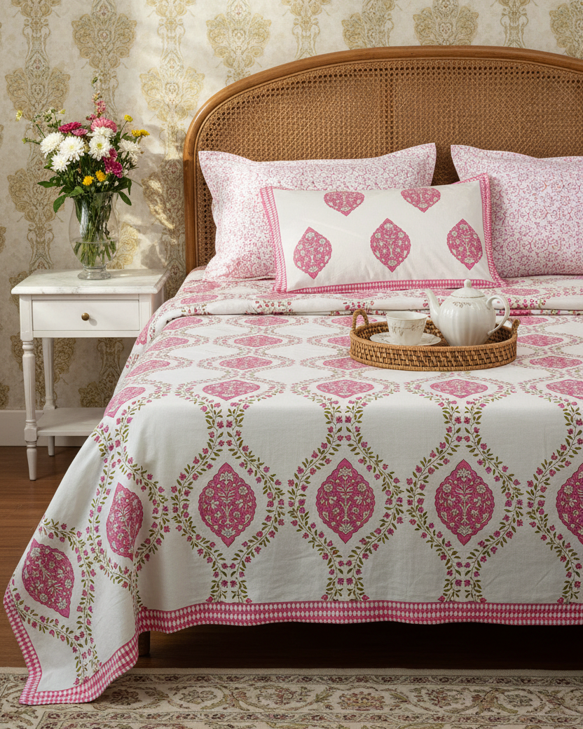 Charulata - Everyday Cotton Bedsheet | Pink
