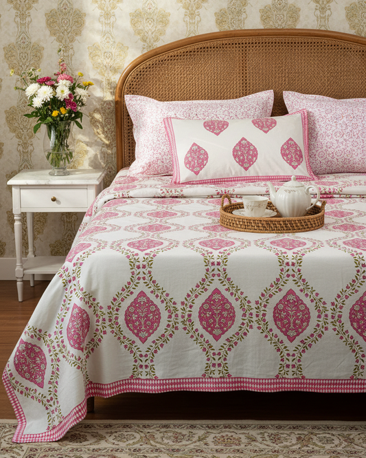 Charulata - Everyday Cotton Bedsheet | Pink
