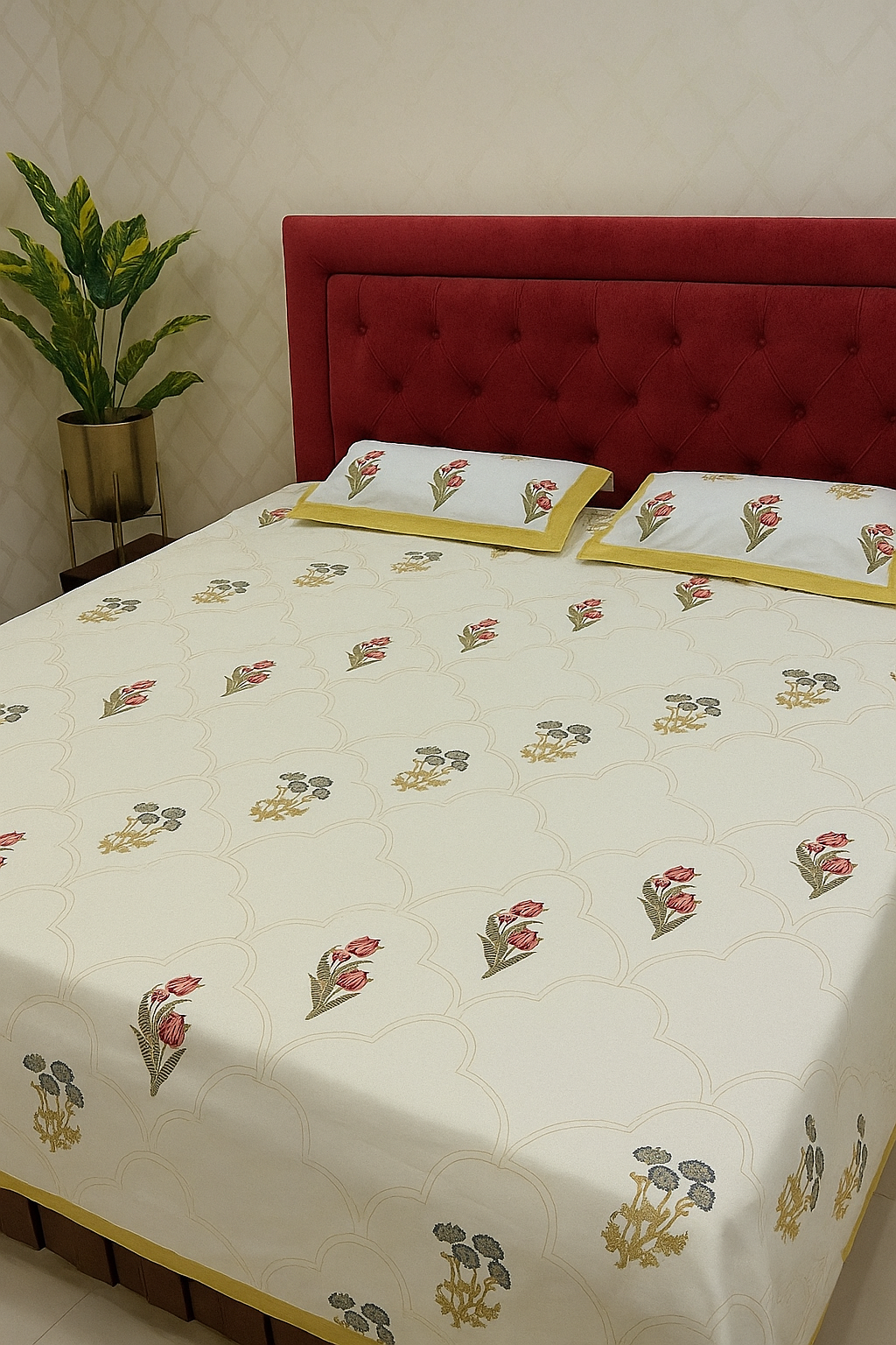 Pushpanjali - The Offering Bedsheet | Everyday Cotton | Yellow