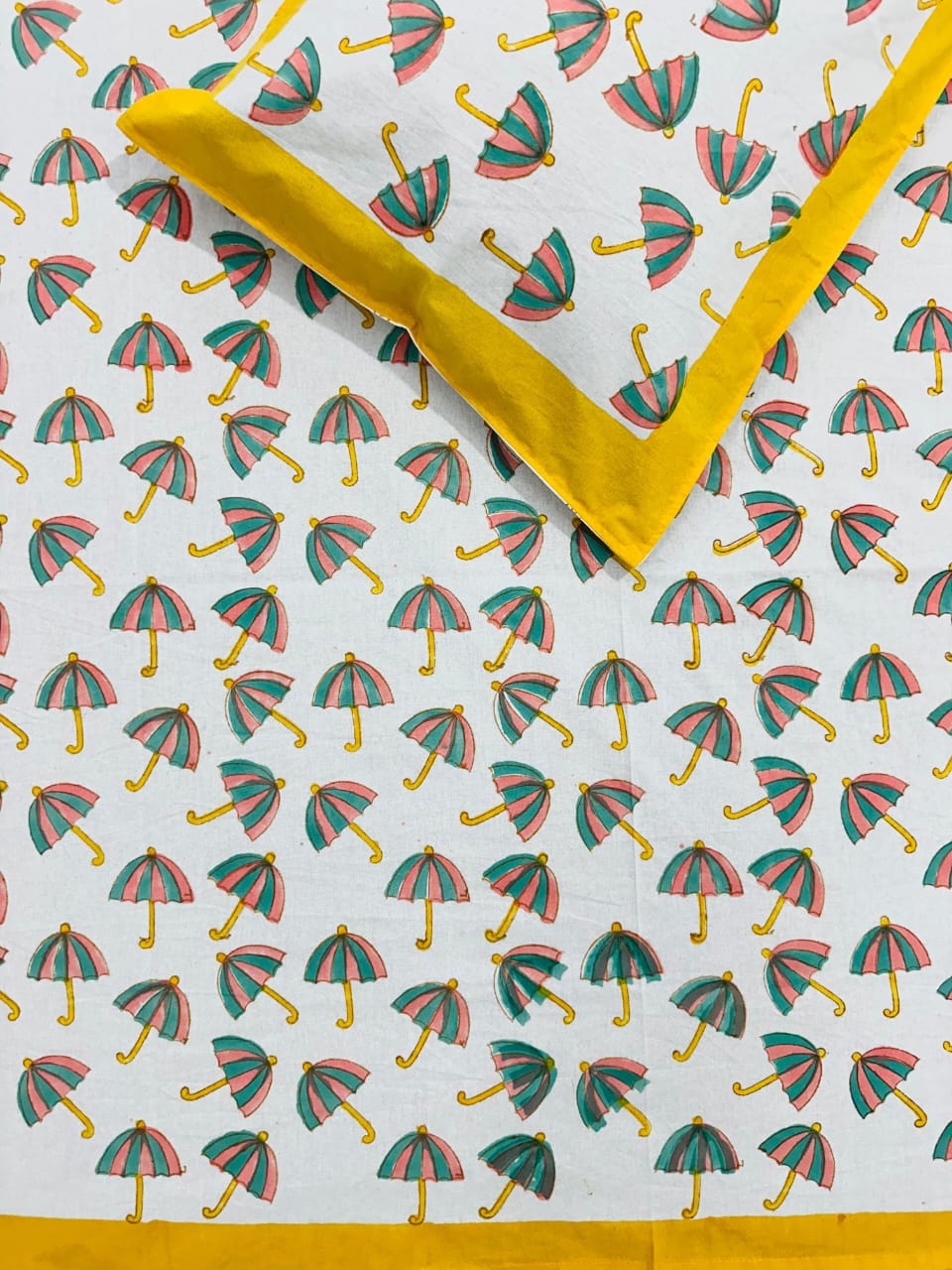 Chhatri- Soft Fine Cotton Kids Bedsheet | Hand Block