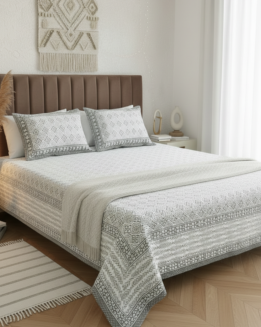 Chitralekha Everyday Cotton Bedsheet | Grey