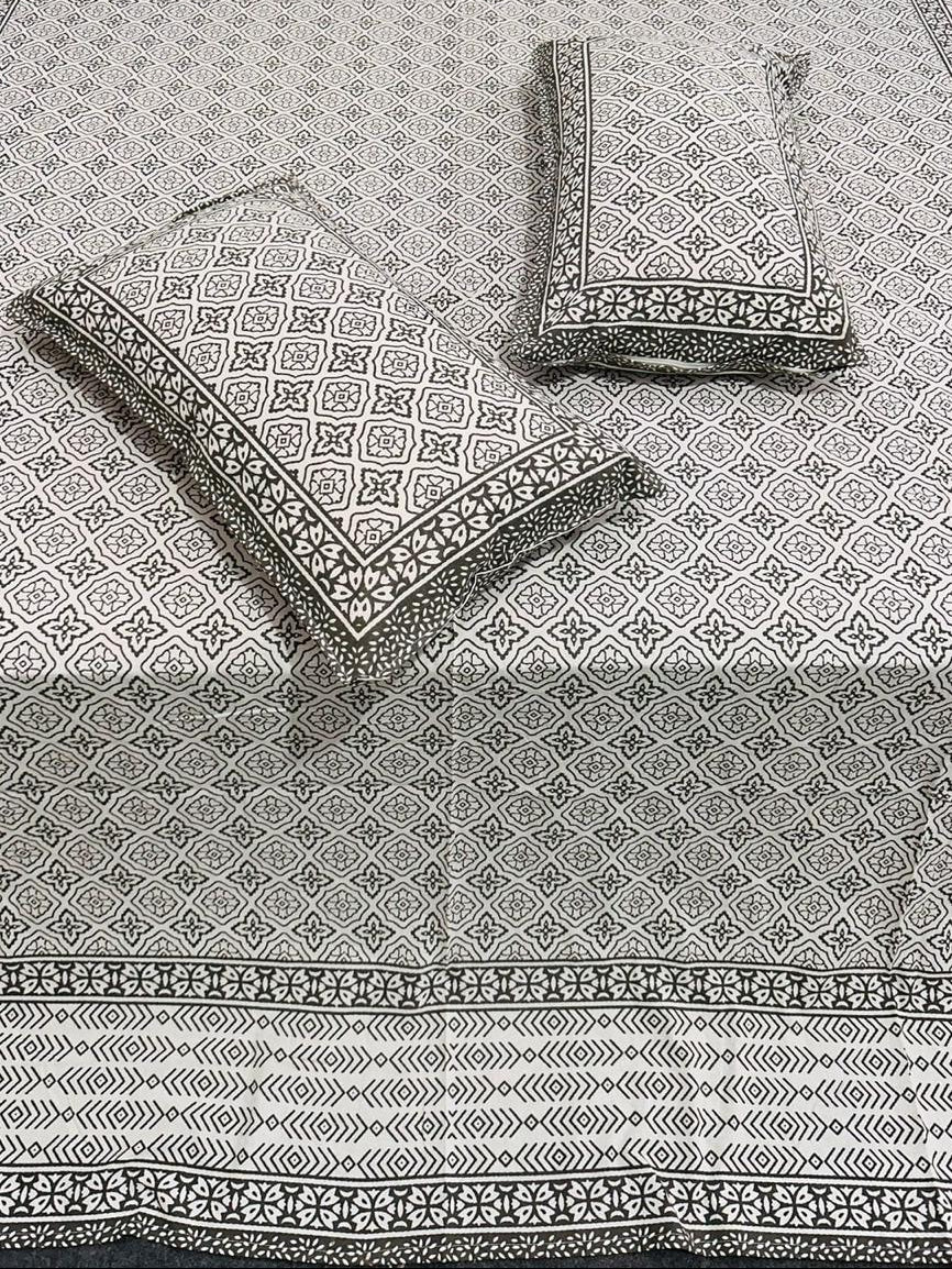 Chitralekha -The Pattern Bedsheet | Everyday Cotton | Grey