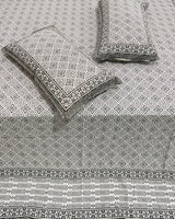 Chitralekha grey geometric pure cotton bedsheet – pillow cover detail