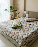 Dayra olive Everyday Cotton bedsheet – front view
