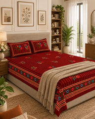 Dhaari - Everyday Cotton Bedsheet | Red