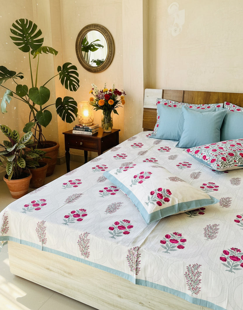 Fiza - Everyday Cotton Bedsheet | Blue