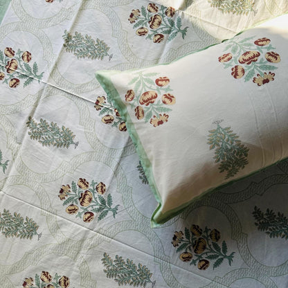 Fiza green medallion pure cotton bedsheet – product detail