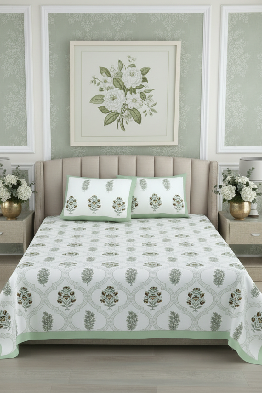 Fiza - Everyday Cotton Bedsheet | Green