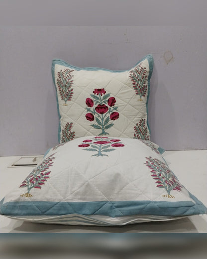Fiza blue quilted cotton cushion cover – alternate view