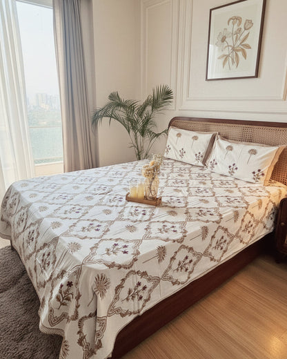 Gulnar brown Everyday Cotton bedsheet – styled view