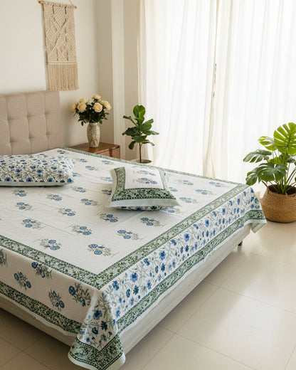 Gendika blue Everyday Cotton bedsheet – styled view