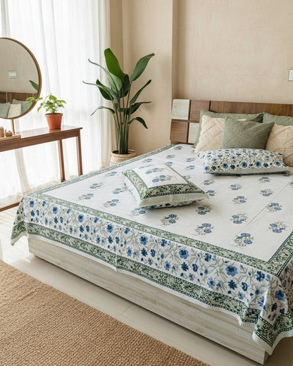 Gendika blue Everyday Cotton bedsheet – front view