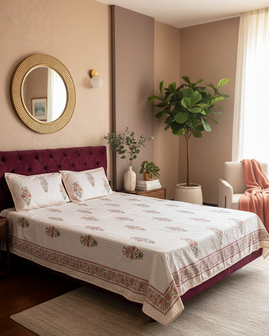 Gudhal - Luxe Cotton Bedsheet | Hand Block