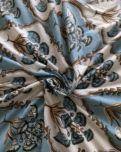 Guldasta blue Everyday Cotton bedsheet – fabric close-up